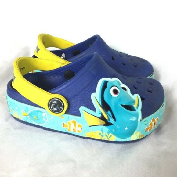 Crocs Finding Dory Clogs Sandals Shoes Toddlers 7 C Blue Yellow Disney Pixar - Picture 1 of 7